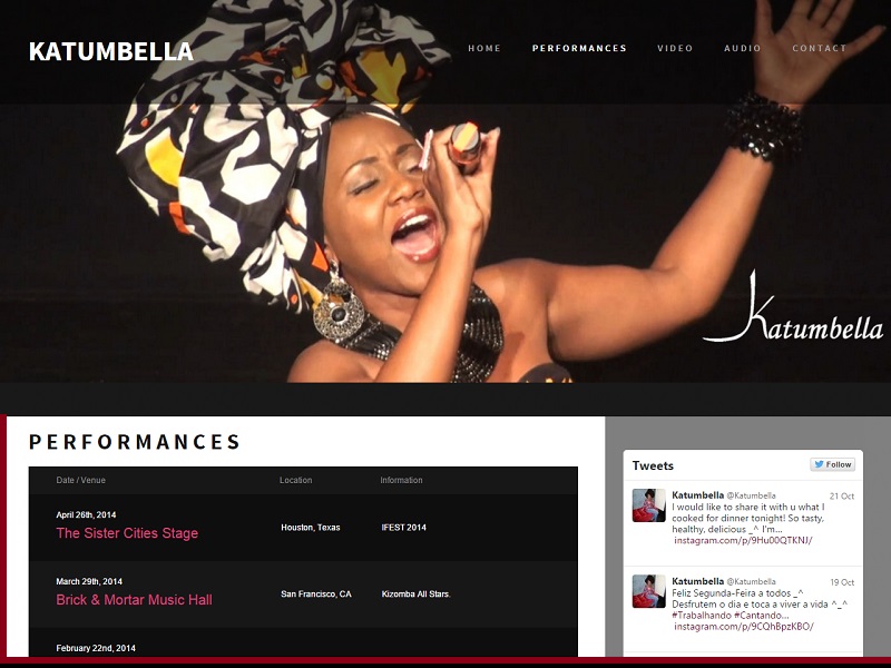We developed the official website for Katumbella, a Singer/Songwriter/Actress from Angola.